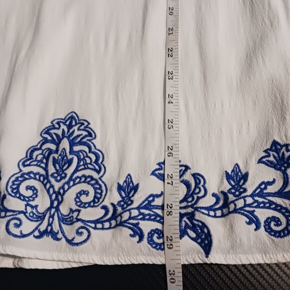 Lulus Tale to‎ Tell Embroidered Shift Mini Dress White & Blue Size S - Picture 14 of 14